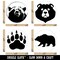 Grizzly Black Bear Head Claw Paw Print Rubber Stamp Set for Stamping Crafting Planners